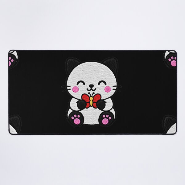 Item preview, Cute Cat Holding Butterfly Kawaii Embroidery Patch designed and sold by ColorSplash123.