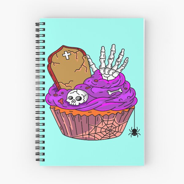 Item preview, Festive Halloween Bakery Graveyard Cupcake with Purple Frosting Skeleton Hand Gravestone Cross and Spider Graphic designed and sold by RS4you.