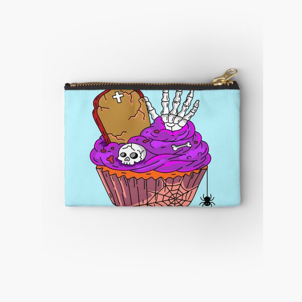 Item preview, Festive Halloween Bakery Graveyard Cupcake with Purple Frosting Skeleton Hand Gravestone Cross and Spider Graphic designed and sold by RS4you.