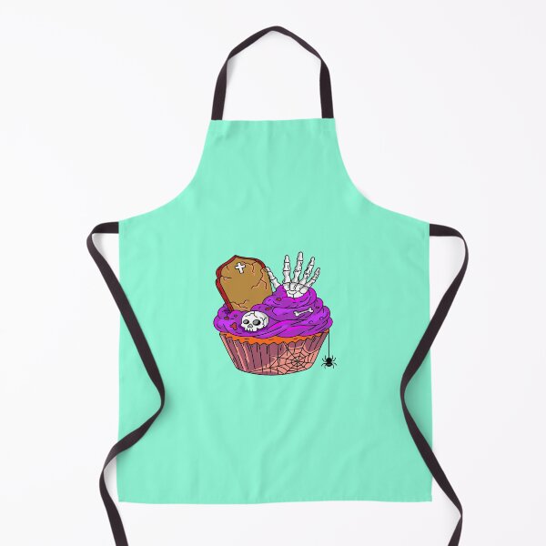 Item preview, Festive Halloween Bakery Graveyard Cupcake with Purple Frosting Skeleton Hand Gravestone Cross and Spider Graphic designed and sold by RS4you.