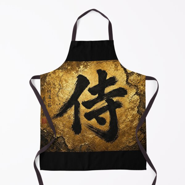 Item preview, Japanese Kanji “ SAMURAI” Calligraphy on Gold Textured Background designed and sold by RhymeArc.