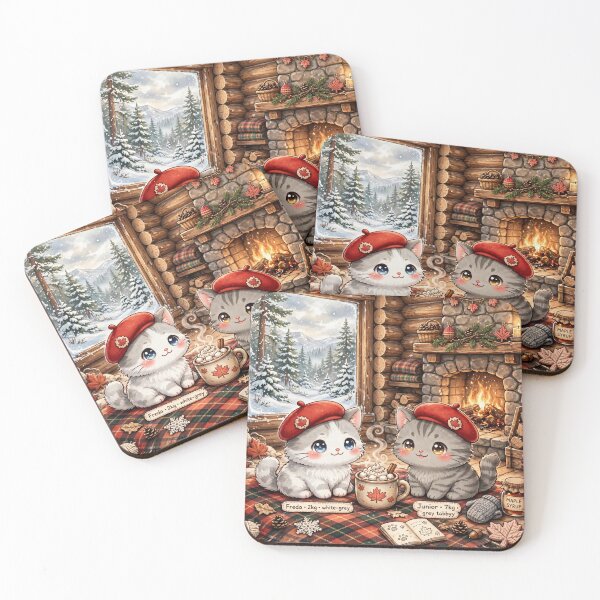 Item preview, Canadian Winter Cozy - Freda and Junior by the Fireplace designed and sold by MAISON SYLVIE.