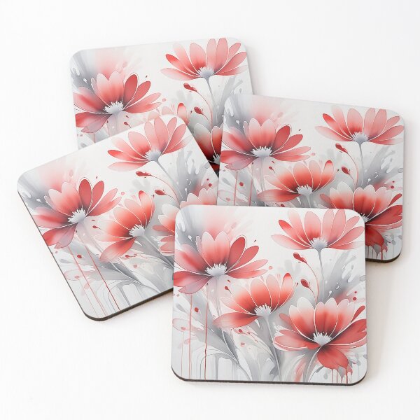Item preview, Red Ink & Watercolor Splash Floral Bloom designed and sold by OpenFieldNotes.