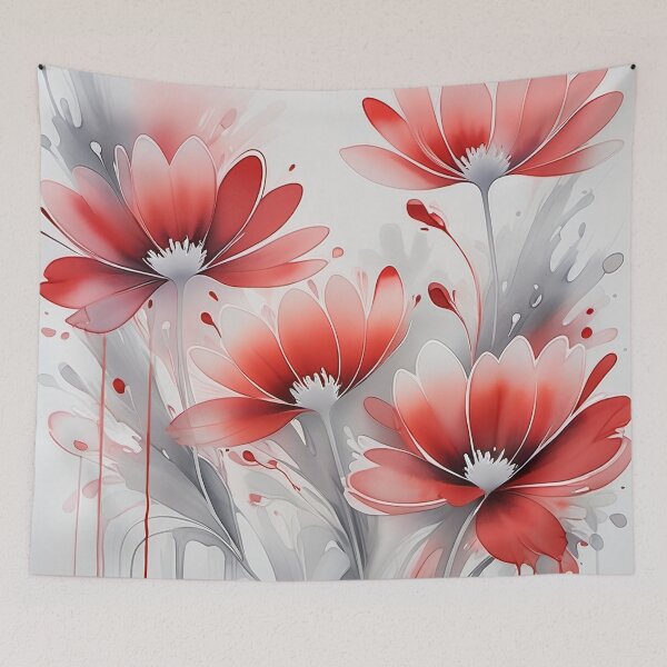 Item preview, Red Ink & Watercolor Splash Floral Bloom designed and sold by OpenFieldNotes.