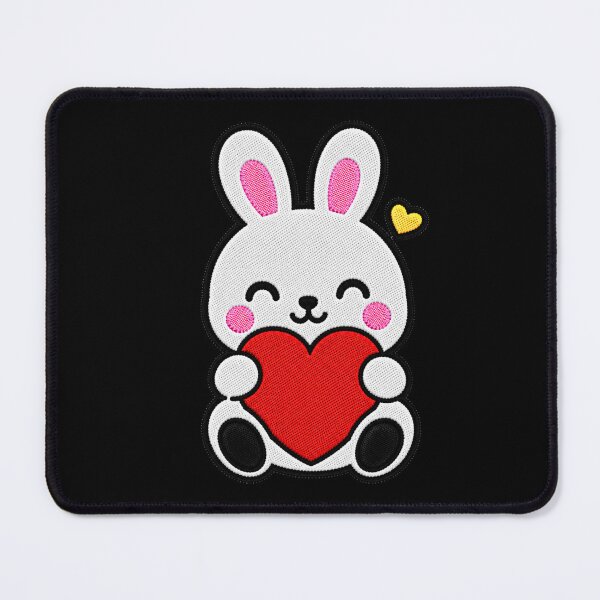 Item preview, Cute Bunny Hugging Red Heart Kawaii Embroidery Patch designed and sold by ColorSplash123.