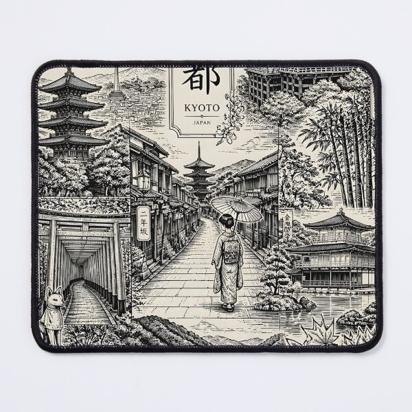 Item preview, Vintage Kyoto Japan Landscape Architecture Collage Woodcut Art designed and sold by GrinGalore.