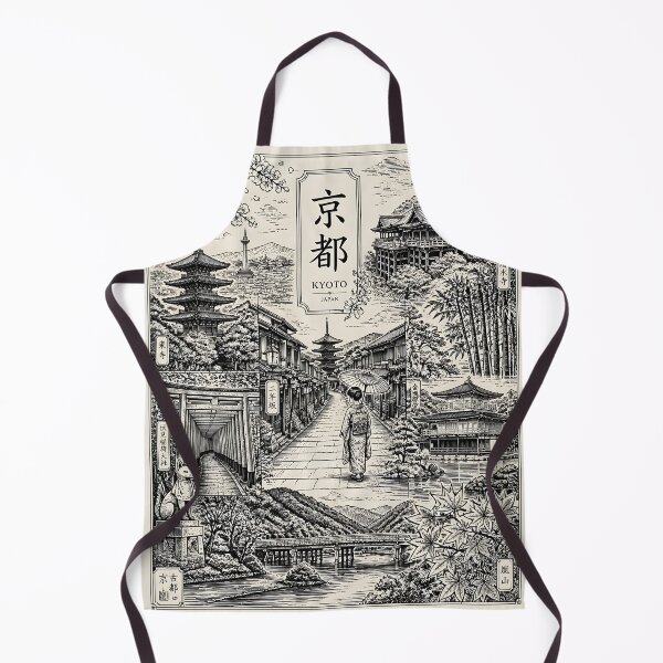 Item preview, Vintage Kyoto Japan Landscape Architecture Collage Woodcut Art designed and sold by GrinGalore.