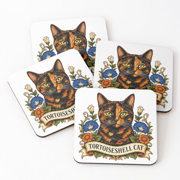 Item preview, Tortoiseshell Cat Vintage Botanical Tattoo Art designed and sold by Old's Cool Cat Studio.