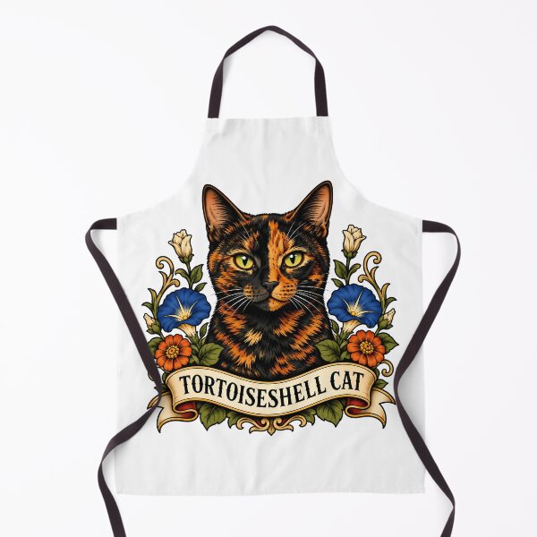 Item preview, Tortoiseshell Cat Vintage Botanical Tattoo Art designed and sold by Old's Cool Cat Studio.