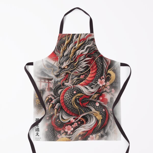 Item preview, Japanese Dragon - Red Black Asian Dragon with Sakura designed and sold by CzipipitoStudio.