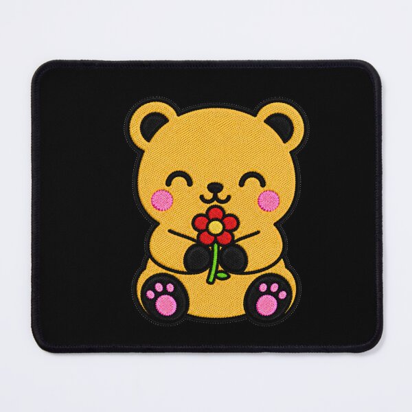 Item preview, Cute Bear Holding Red Flower Kawaii Embroidery Patch designed and sold by ColorSplash123.