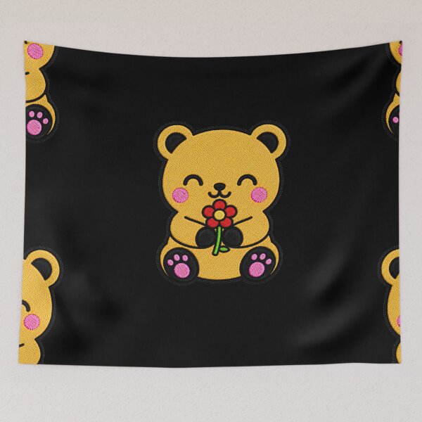 Item preview, Cute Bear Holding Red Flower Kawaii Embroidery Patch designed and sold by ColorSplash123.