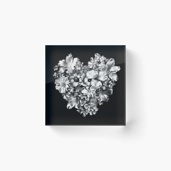 Item preview, Floral Heart Bouquet Black and White Botanical Love Art Design designed and sold by inkoutninja.