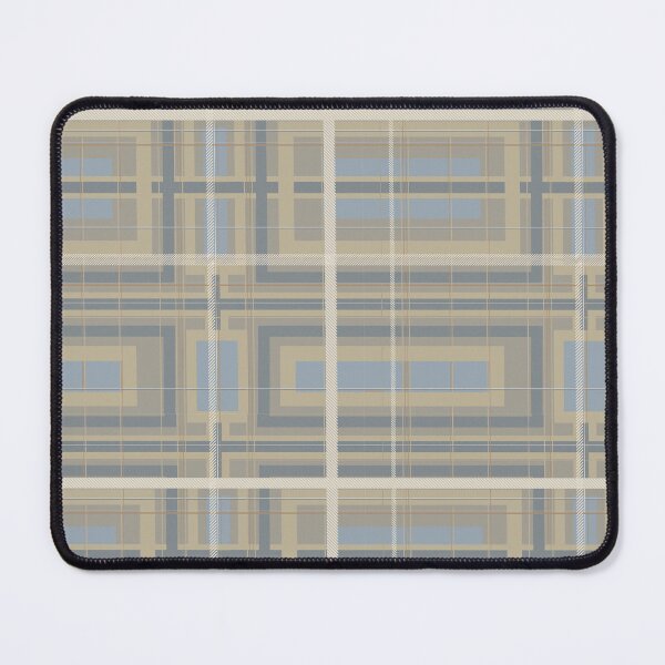 Item preview, Art Deco Wheat & Slate Blue Plaid White Stripes designed and sold by FaireWaveArt.