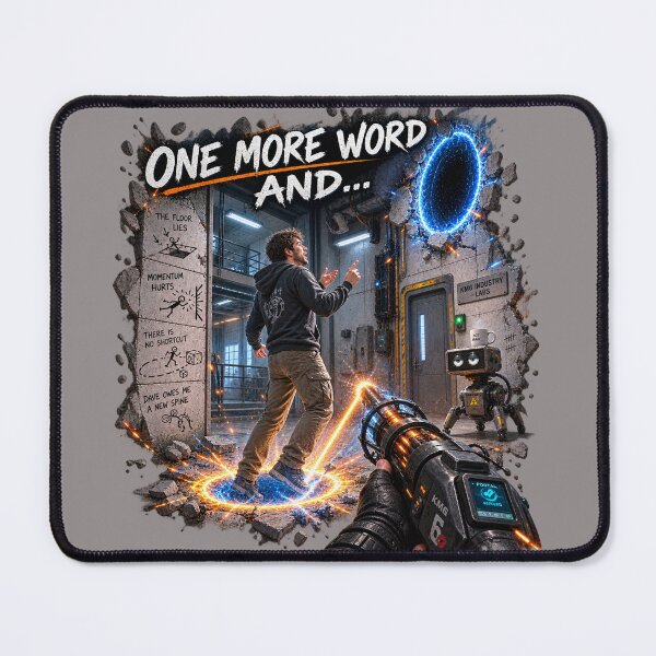 Item preview, One More Word And… – Sci-Fi Physics Puzzle Gaming Humor designed and sold by KissMy6 Industries.