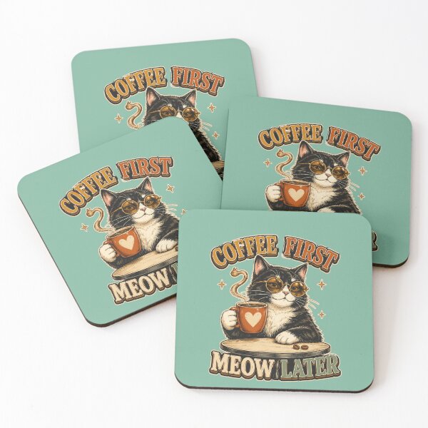 Item preview, Coffee First Meow Later – Funny Coffee Cat T-Shirt designed and sold by NinaCreator.