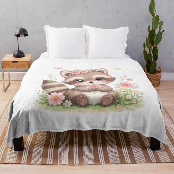 Item preview, Cute Baby Raccoon with Flowers and Butterflies designed and sold by Sela Art .