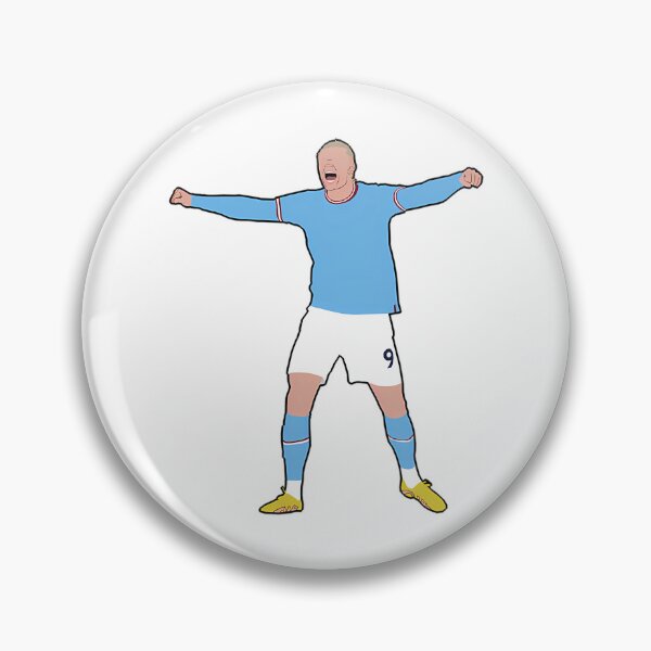 Item preview, Erling Haaland Football Star Blue Jersey Goal Celebration designed and sold by ShanieWinthei.