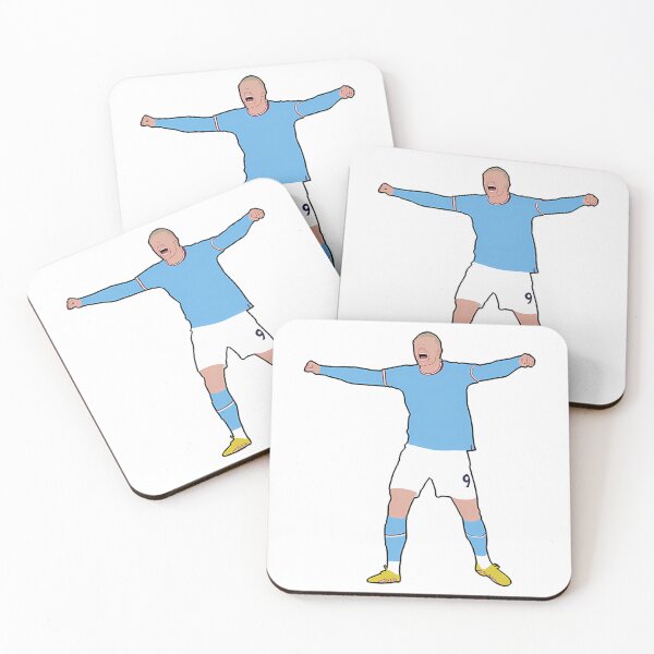 Item preview, Erling Haaland Football Star Blue Jersey Goal Celebration designed and sold by ShanieWinthei.
