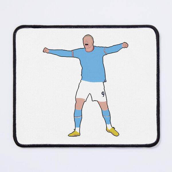 Item preview, Erling Haaland Football Star Blue Jersey Goal Celebration designed and sold by ShanieWinthei.