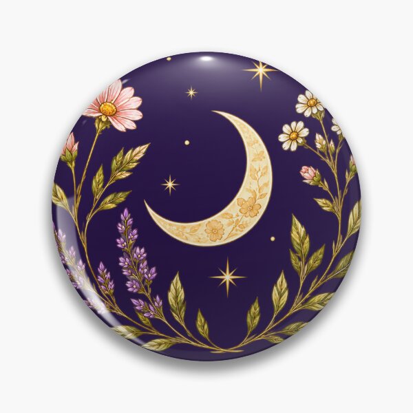 Item preview, Moon Phase Celestial Botanical Night Sky in Purple  designed and sold by Build Strong Vibes.