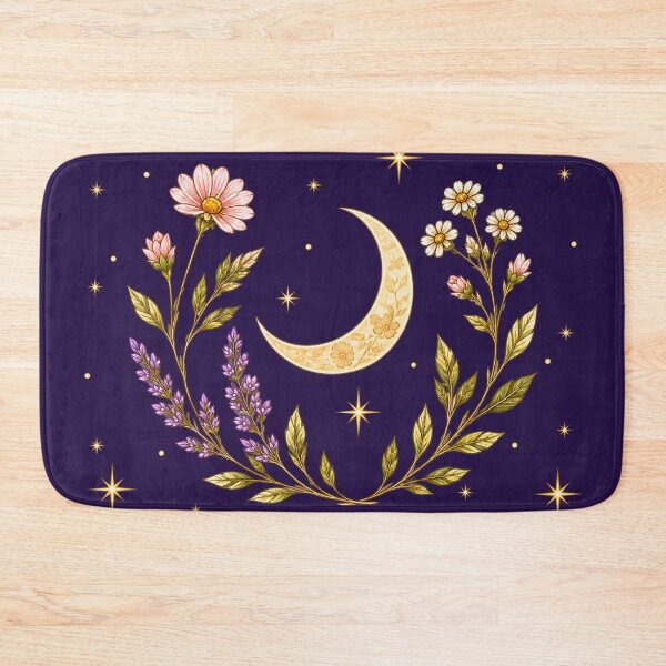 Item preview, Moon Phase Celestial Botanical Night Sky in Purple  designed and sold by Build Strong Vibes.