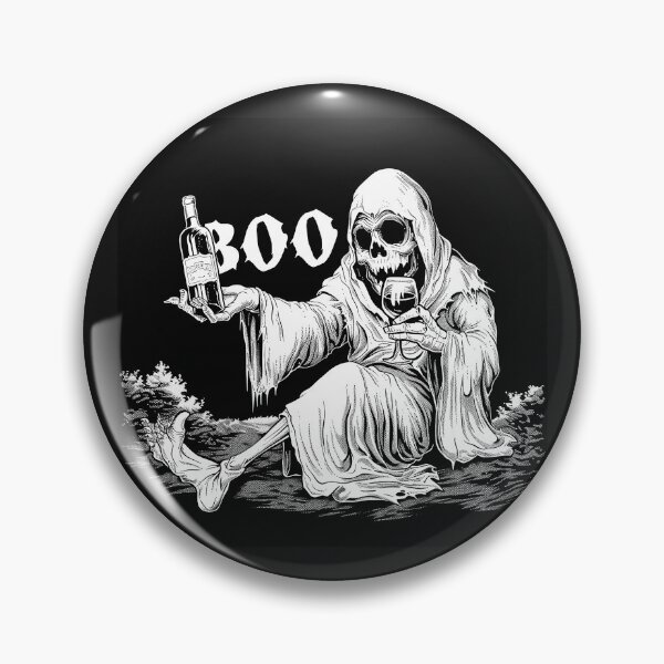 Item preview, Grim Reaper Drinking Wine Funny Gothic Halloween Skeleton Art Design designed and sold by inkoutninja.