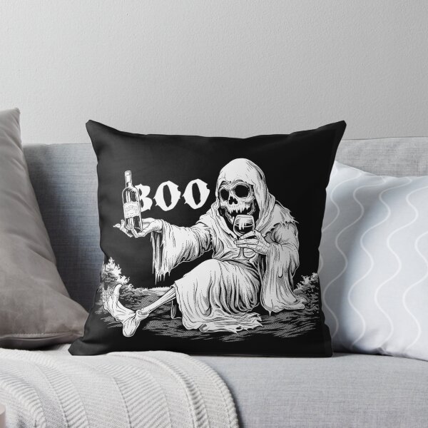 Item preview, Grim Reaper Drinking Wine Funny Gothic Halloween Skeleton Art Design designed and sold by inkoutninja.