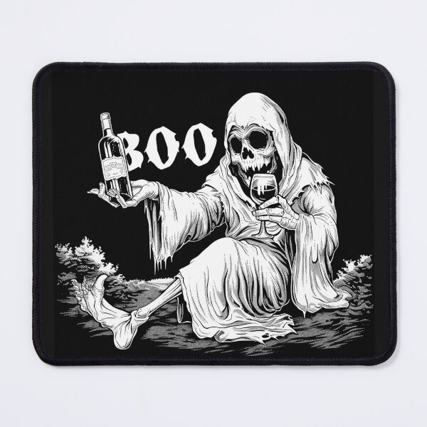 Item preview, Grim Reaper Drinking Wine Funny Gothic Halloween Skeleton Art Design designed and sold by inkoutninja.