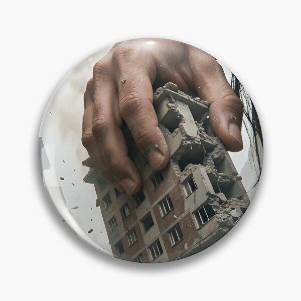 Item preview, Giant hand lifts destroyed building designed and sold by VoidVeilStudio.