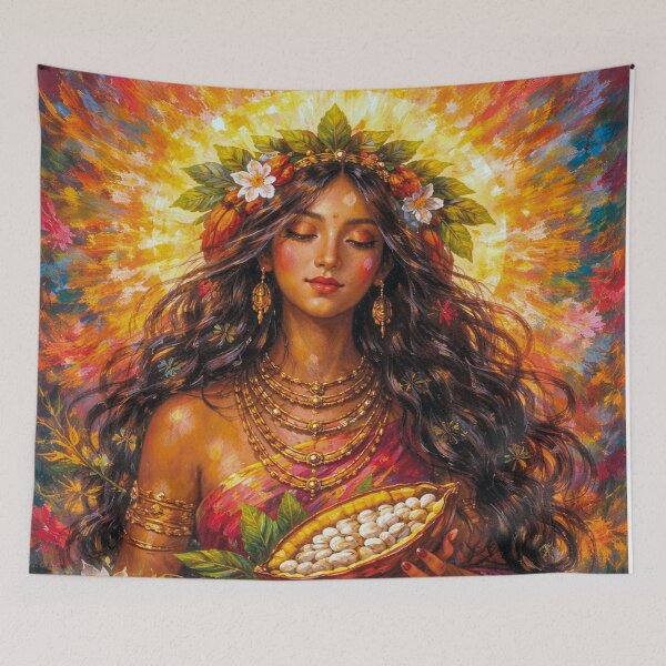 Item preview, Mayan goddess of chocolate - Ix Cacao painting. designed and sold by GalleryKauffeld.