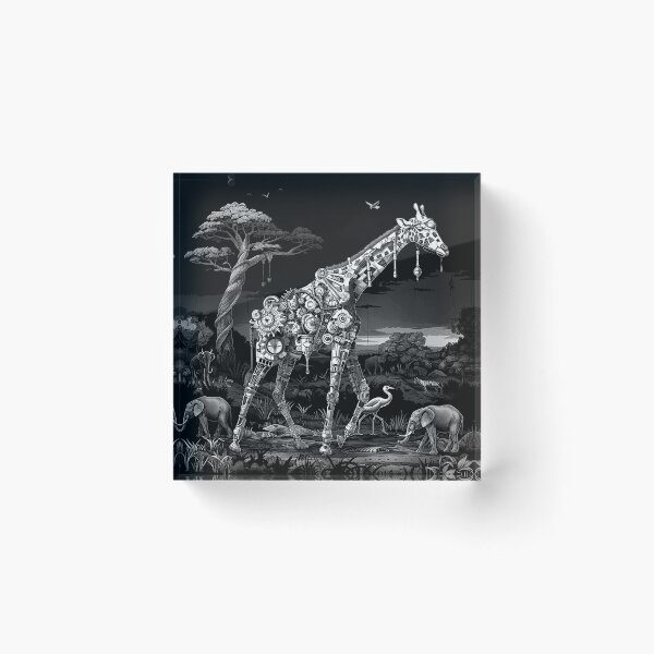 Item preview, Steampunk Giraffe in African Safari Mechanical Wildlife Art designed and sold by inkoutninja.