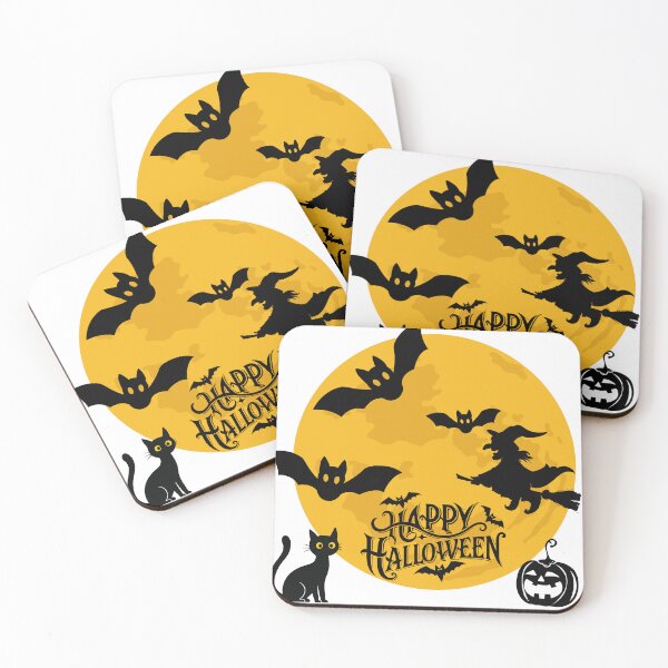 Item preview, Happy Halloween Witch and Black Cats – Spooky Bat Moon Design designed and sold by AaryaGraphics.