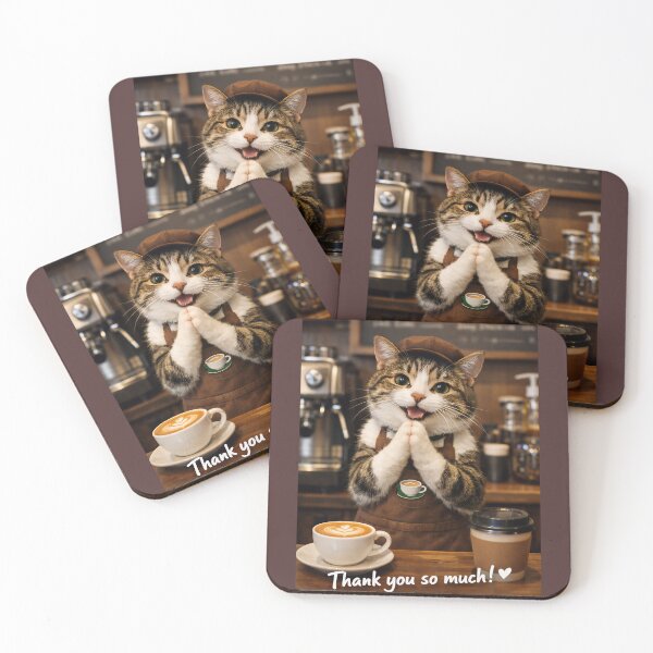 Item preview, Cute Cat Barista Thank You So Much Coffee designed and sold by Soluna Studio.