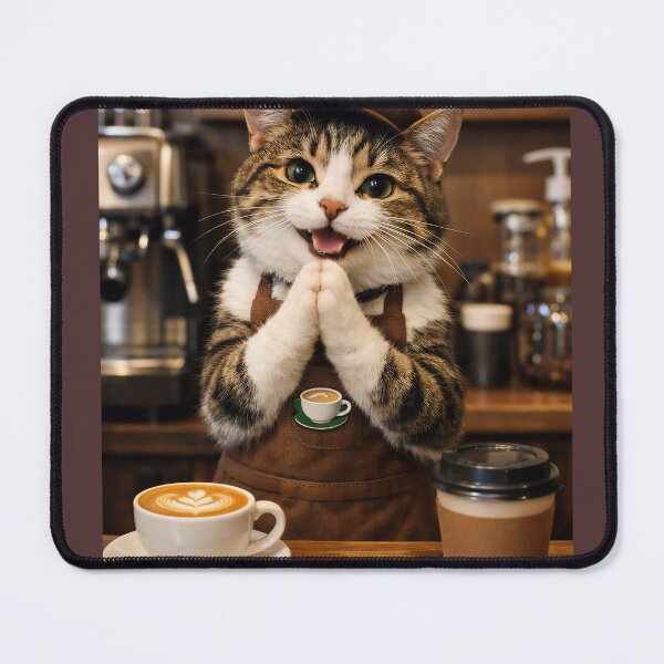 Item preview, Cute Cat Barista Thank You So Much Coffee designed and sold by Soluna Studio.
