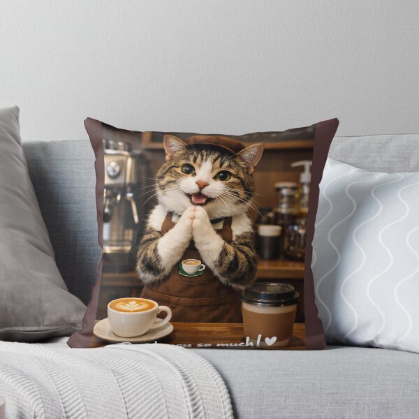 Item preview, Cute Cat Barista Thank You So Much Coffee designed and sold by Soluna Studio.