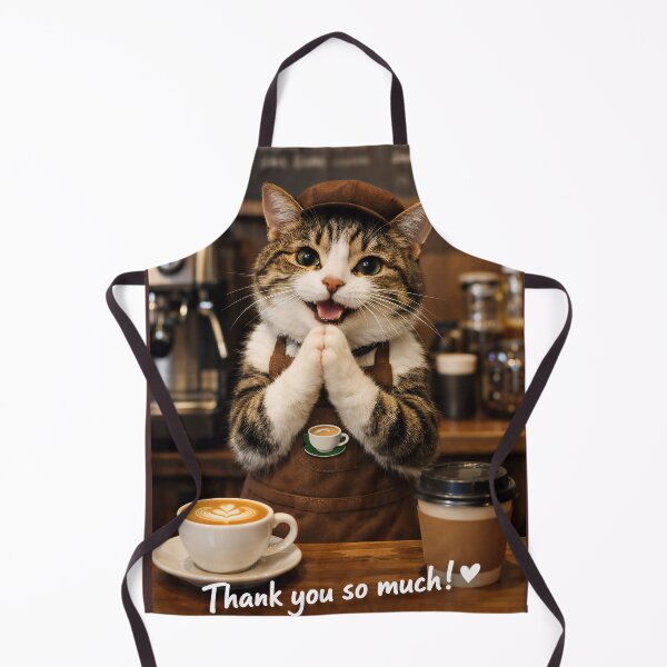 Item preview, Cute Cat Barista Thank You So Much Coffee designed and sold by Soluna Studio.
