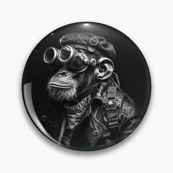 Item preview, Steampunk Chimpanzee Aviator with Goggles Vintage Pilot Portrait designed and sold by inkoutninja.