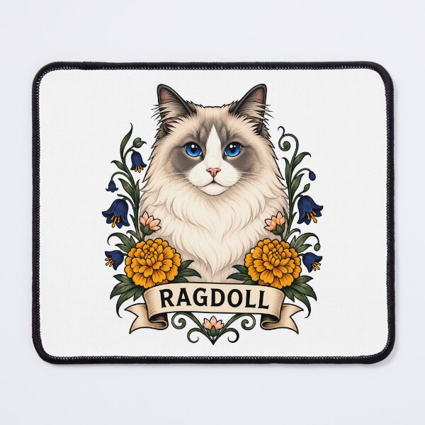 Item preview, Ragdoll Cat Vintage Botanical Tattoo Art designed and sold by Old's Cool Cat Studio.