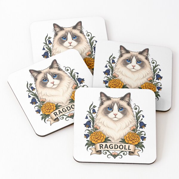 Item preview, Ragdoll Cat Vintage Botanical Tattoo Art designed and sold by Old's Cool Cat Studio.