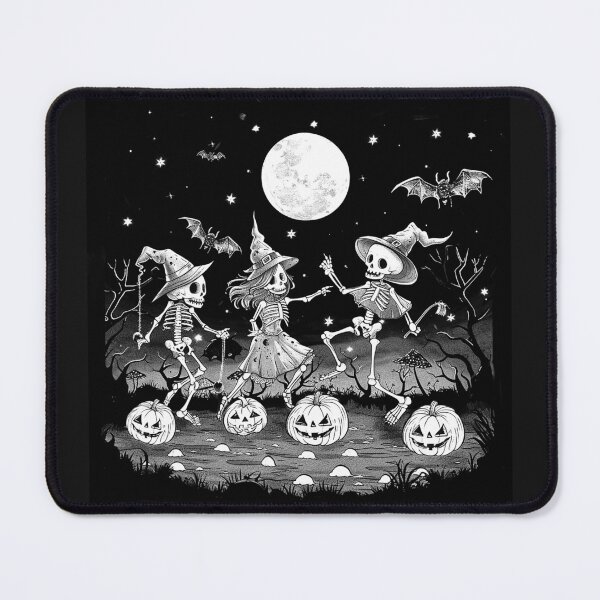 Item preview, Dancing Skeleton Witches Under Full Moon Halloween Gothic Art designed and sold by inkoutninja.