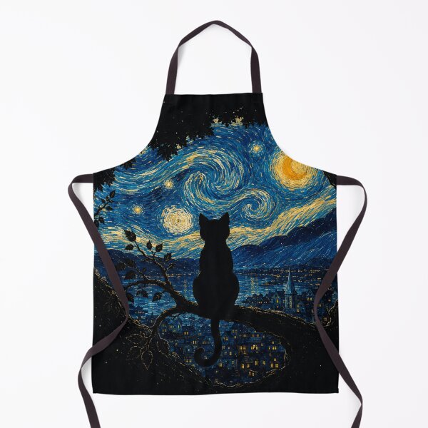 Item preview, Starry Night Black Cat | Celestial Galaxy Cat Under the Moon designed and sold by AbstractAuraArt.