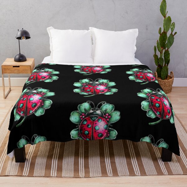 Item preview, Colorful Ladybug on Black Background designed and sold by hrendika.