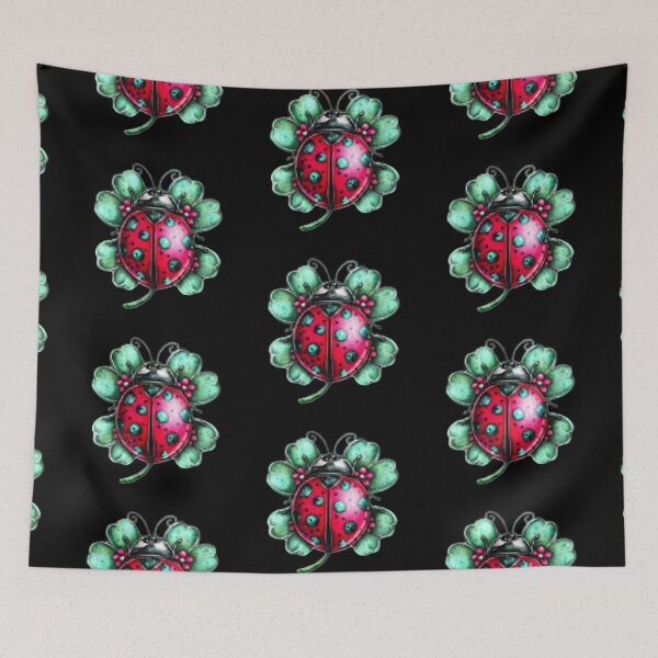 Item preview, Colorful Ladybug on Black Background designed and sold by hrendika.