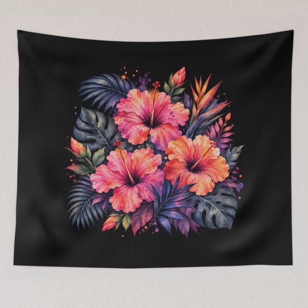 Item preview, Dark Tropical Garden | Gothic Hibiscus Watercolor | Tropical Botanical Art designed and sold by IamNolmo.