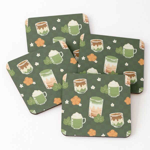 Item preview, Pumpkin Matcha Lattes - Cozy Japanese Autumn Cafe Pattern designed and sold by VenusandMoon.