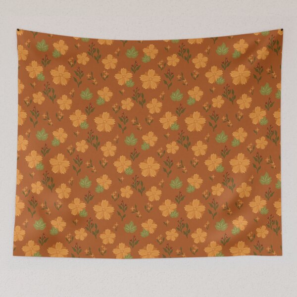 Item preview, Orange Cosmos Toss - Warm Autumn Floral Botanical Pattern designed and sold by VenusandMoon.