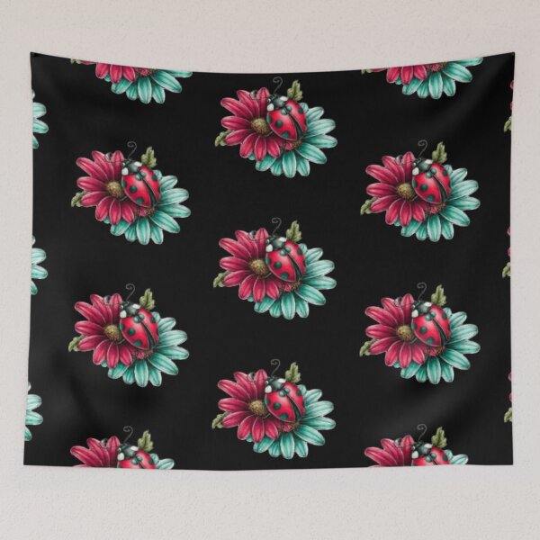 Item preview, Ladybug on Colorful Flowers designed and sold by hrendika.