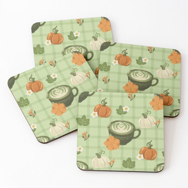 Item preview, Autumn Cafe Order - Pumpkin Matcha Latte Pattern designed and sold by VenusandMoon.