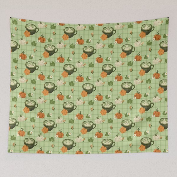 Item preview, Autumn Cafe Order - Pumpkin Matcha Latte Pattern designed and sold by VenusandMoon.